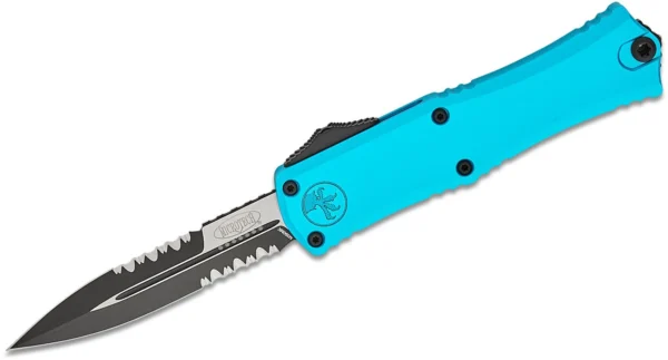 Microtech Hera II Mini Bayonet OTF Knife Turquoise Aluminum (2.9" Black Serr)