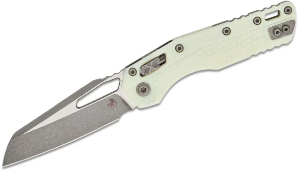 Microtech 210T-10APPMWH MSI RAM-LOK Manual Folding Knife 3.88" Bohler M390MK Apocalyptic Modified Sheepsfoot Plain Blade, White Injection Molded Polymer Handles, AXIS/Crossbar Lock